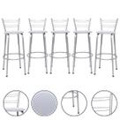 Kit 5 Cadeiras Banquetas Alta Cozinha Varanda Bancada Piscina Ilha Gourmet Estrutura Prata Balcão Bar 70cm Flórida Itagold