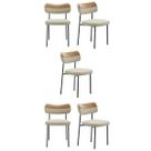 Kit 5 Cadeiras Camila Para Sala Jantar Gourmet em Aço-material sintético Whisky Linho Gengibre EdeCasaMoveis