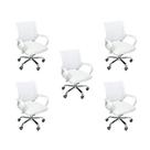 Kit 5 Cadeiras De Escritório Begonia Tela Mesh Ergonômica Branco