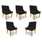 Kit 5 Cadeiras Decorativas Sala de Jantar Base Fixa de Madeira Firenze Linho Preto/Castanho G19 - Gran Belo Kit 5 Cadeiras Decorativas Sala de Jantar Base Fixa de Madeira Firenze Linho Preto/Castanho G19 - Gran Belo