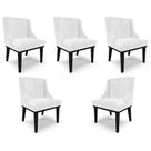 Kit 5 Cadeiras Decorativas Sala de Jantar Base Fixa de Madeira Firenze PU Branco Brilho/Preto G19 - Gran Belo