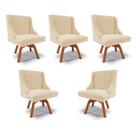 Kit 5 Cadeiras Decorativas Sala de Jantar Base Giratória de Madeira Firenze Suede Bege/Natural G19 - Gran Belo Kit 5 Cadeiras Decorativas Sala de Jantar Base Giratória de Madeira Firenze Suede Bege/Natural G19 - Gran Belo