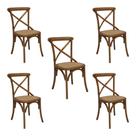 Kit 5 Cadeiras Decorativas Sala De Jantar Cozinha Danna Rattan Natural Bétula G56 - Gran Belo