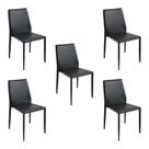 Kit 5 Cadeiras Decorativas Sala e Cozinha Karma PVC Preta G56 - Gran Belo