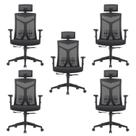 Kit 5 Cadeiras Escritório Presidente Nr17 Office Lugano Preto