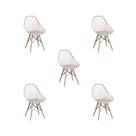 Kit 5 Cadeiras Jantar Cloe Nude PP Base Madeira
