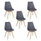 Kit 5 cadeiras jantar cozinha Leda Eames com assento estofado - Fendi