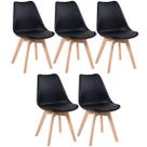 Kit 5 Cadeiras Laráz Leda com Assento Estofado - Preto