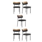 Kit 5 Cadeiras Mona Para Sala Jantar Gourmet em Aço-material sintético-Whisky-Linho-Grafite-EdeCasaMoveis