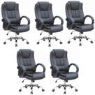 Kit 5 Cadeiras para Escritório Presidente material sintético Master Soft Preto