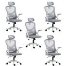 Kit 5 Cadeiras para Escritório Presidente Office Columbus com Tela Mesh