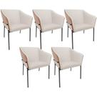 Kit 5 Cadeiras Para Sala de Jantar Estar Living Olívia L02 Linho Cru material sintético Camel - Lyam Decor
