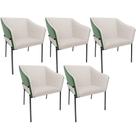 Kit 5 Cadeiras Para Sala De Jantar Estar Living Olívia L02 Linho Cru material sintético Verde - Lyam Decor