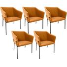 Kit 5 Cadeiras Para Sala de Jantar Estar Living Olívia L02 material sintético Whisky - Lyam Decor