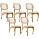 Kit 5 Cadeiras Para Sala De Jantar Estofada E Tela Mariah L02 Seude Bege