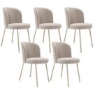 Kit 5 Cadeiras Sala de Jantar Estofada Gavi Arena L02 Bouclê Creme - Lyam Decor