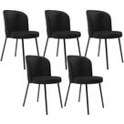 Kit 5 Cadeiras Sala De Jantar Estofada Gavi L02 material sintético Preto - Lyam Decor