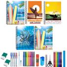 Kit 5 Caderno Grande Surf Capa Dura 96 Folhas 38 Itens