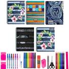 Kit 5 Caderno Jeans 96 Folhas Arame Capa Dura Com 40 Itens