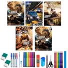 Kit 5 Caderno Route Brochurão Capa Dura 96 Folhas+ 36 Itens