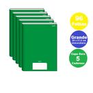 Kit 5 Cadernos Brochurao Capa Dura Stiff 96fls Verde Jandaia
