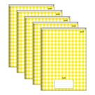Kit 5 Cadernos Brochurao Costurado Stiff 96fls Xadrez Amarelo