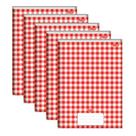 Kit 5 Cadernos Brochurao Costurado Stiff 96fls Xadrez Vermelho