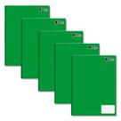 Kit 5 Cadernos de brochura Grande 96 folhas 200x275mm Verde