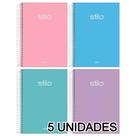 Kit 5 Cadernos Espiral 80 Folhas 1/4 Capa Dura Cores Sortidas - Materiais Escolares 156863-5