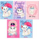 Kit 5 Cadernos Gatinha Gata Marie Tamanho Grande Brochurão 96 Folhas Costurado Reforçado Capa Dura