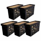 Kit 5 Caixa Arquivo Móvel Preto + 6 Pastas Suspensas Kraft Dello