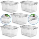 Kit 5 Caixa Organizadora 27L Transparente Cesto Com tampa Cristal Escritório Armazem Multiuso