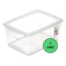 Kit 5 Caixa Organizadora 7,5l Ordene Design Moderno Cristal
