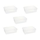 Kit 5 Caixa Plástica 6,5 Litros Transparente Retangular Plasvale Com Tampa
