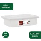Kit 5 Caixas Alimentícia com Tampa 9 litros Frigorífica Multiuso Para Resfriamento Empilhar