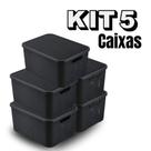 Kit 5 Caixas Cestos Organizador Com Tampa Rattan 7 Litros