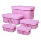 Kit 5 Caixas Organizadora com Tampa Plastico Premium 2,6 6 11 17 Litros Kit 5 Caixas Organizadora com Tampa Plastico Premium 2,6 6 11 17 Litros