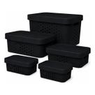 Kit 5 Caixas Organizadora com Tampa Plastico Premium 2,6 6 11 17 Litros Kit 5 Caixas Organizadora com Tampa Plastico Premium 2,6 6 11 17 Litros