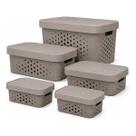 Kit 5 Caixas Organizadora com Tampa Plastico Premium 2,6 6 11 17 Litros