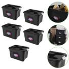 Kit 5 Caixas Organizadoras 56 Litros Com Trava Preta Uninjet