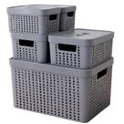 Kit 5 Caixas Organizadoras com Tampa 2 Litros 4,5 Litros 17 Litros Cesto Grande