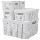 Kit 5 Caixas Organizadoras com Tampa 2 Litros 4,5 Litros 17 Litros Cesto Grande Kit 5 Caixas Organizadoras com Tampa 2 Litros 4,5 Litros 17 Litros Cesto Grande