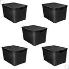 Kit 5 Caixas Organizadoras Rattan 20 Litros Empilhável Preta - Cesto Organizador 20L