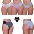 Kit 5 Calcinha de Algodao Feminino Tanga Conforto Renda Listrada - c2 KIT 5 CALCINHAS LÍVIA