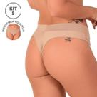 KIT 5 Calcinha Fio Duplo Feminina em Microfibra de poliamida cós duplo Sensual e Confortável