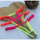Kit 5 Calcinha Tanga Tule Neon Fio Com Regulagem Lingerie Moda Íntima Sexy