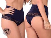 Kit 5 Calcinhas Feminina cós Duplo Alto cintura Alta disfarça culote não marca Lingerie sexy