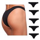 Kit 5 Calcinhas Tanga Lupo Preta Algodão Loba Classica+NF