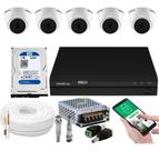 Kit 5 Câmeras Dome 1120d Dvr Intelbras 8 Canais Com Hd