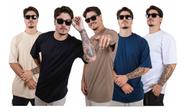 Kit 5 Camiseta Streetwear Masculina Oversize Barra Reta Long Kit 5 Camiseta Streetwear Masculina Oversize Barra Reta Long